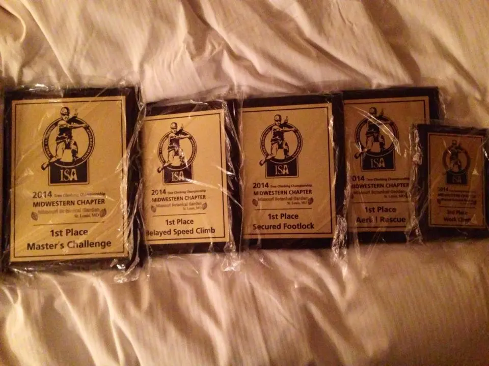Noel’s 2014 MW-ISA Tree Climbing Championship Awards. Noel’s 2014 MW-ISA Tree Climbing Championship Awards.