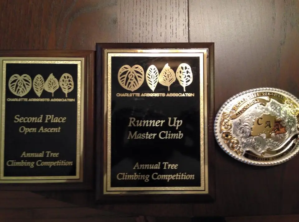 Noel’s awards at the 2015 Charlotte Arborist Association Tree Climbing Championship. Noel’s awards at the 2015 Charlotte Arborist Association Tree Climbing Championship.